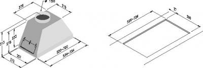 Plan Hotte en inox Airone Eris H55090 015 couleur inox