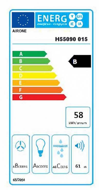 Vue 1 Hotte en inox Airone Eris H55090 015 couleur inox