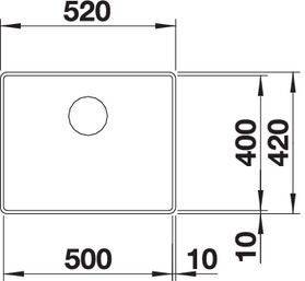 Plan Evier en inox Blanco Attika 521656 couleur inox 520x420 avec 1 cuve