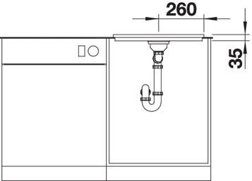 Plan Evier en inox Blanco Attika 521656 couleur inox 520x420 avec 1 cuve