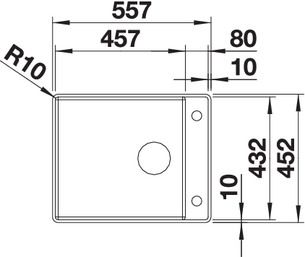 Plan Evier en inox Blanco Attika 521597 couleur inox 557x452 avec 1 cuve