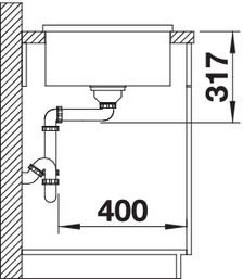 Plan Evier en inox Blanco Attika 521597 couleur inox 557x452 avec 1 cuve