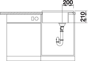 Plan Evier en inox Blanco Attika 521597 couleur inox 557x452 avec 1 cuve