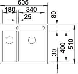 Plan Evier en inox Blanco Claron 521647 couleur inox 340x180 avec 1 cuve vidage manuel