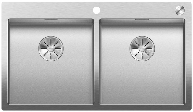  Evier en inox Blanco Claron 525018 couleur inox 885x510 avec 2 cuves vidage manuel 525018