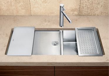 Vue 1 Evier en inox Blanco Claron 521601 couleur inox 400x550 avec 2 cuves vidage manuel