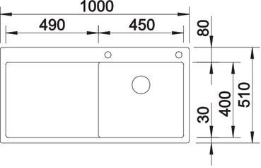 Plan Evier en inox Blanco Claron 521626 couleur inox 1000x510 avec 1 cuve vidage manuel