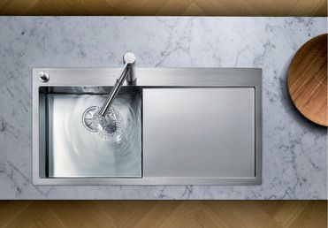 Vue 2 Evier en inox Blanco Claron 521626 couleur inox 1000x510 avec 1 cuve vidage manuel