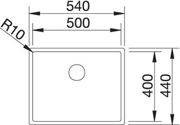 Plan Evier en inox Blanco Claron 521576 couleur inox 500x400 avec 1 cuve vidage manuel