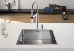 Vue 1 Evier en inox Blanco Claron 521576 couleur inox 500x400 avec 1 cuve vidage manuel