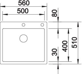 Plan Evier en inox Blanco Claron 521633 couleur inox 560x510 avec 1 cuve vidage manuel