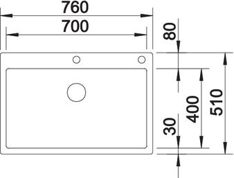 Plan Evier en inox Blanco Claron 521634 couleur inox 760x510 avec 1 cuve vidage manuel