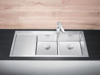 Vue 1 Evier en inox Blanco Claron 521651 couleur inox 1160x510 avec 1 cuve vidage manuel