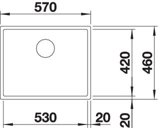 Plan Evier en inox Blanco Claron 521595 couleur inox 570x460 avec 1 cuve vidage manuel