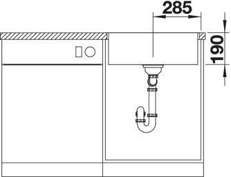 Plan Evier en inox Blanco Claron 521595 couleur inox 570x460 avec 1 cuve vidage manuel