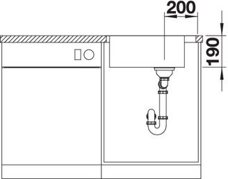 Plan Evier en inox Blanco Claron 521641 couleur inox 560x480 avec 1 cuve vidage manuel