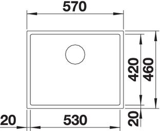 Plan Evier en inox Blanco Claron 521596 couleur inox 570x460 avec 1 cuve