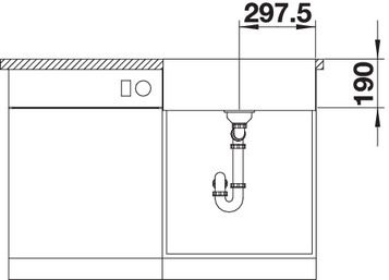 Plan Evier en inox Blanco Cronos 525025 couleur inox 595x468 avec 1 cuve