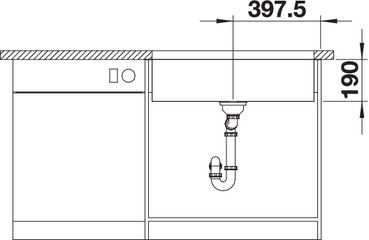 Plan Evier en inox Blanco Cronos 523380 couleur inox 795x468 avec 1 cuve