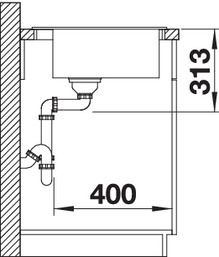 Plan Evier en inox Blanco Flow 521640 couleur inox 1060x510 avec 1 cuve vidage manuel