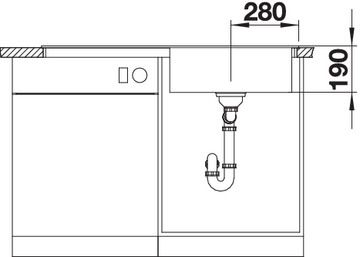 Plan Evier en inox Blanco Flow 521640 couleur inox 1060x510 avec 1 cuve vidage manuel