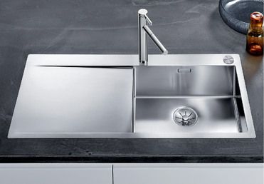 Vue 1 Evier en inox Blanco Flow 521640 couleur inox 1060x510 avec 1 cuve vidage manuel