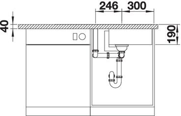 Plan Evier en inox Blanco Jaron 521666 couleur inox 925x440 avec 1 cuve vidage manuel