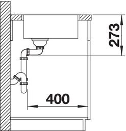 Plan Evier en inox Blanco Zerox 523096 couleur inox 380x440 avec 1 cuve