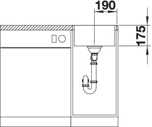 Plan Evier en inox Blanco Zerox 523096 couleur inox 380x440 avec 1 cuve