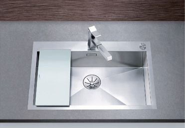 Vue 1 Evier en inox Blanco Zerox 521642 couleur inox 520x400 avec 1 cuve vidage manuel