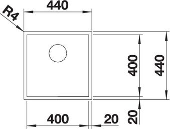 Plan Evier en inox Blanco Zerox 523097 couleur inox 440x440 avec 1 cuve