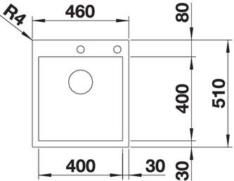 Plan Evier en inox Blanco Zerox 523100 couleur inox 460x510 avec 1 cuve vidage manuel