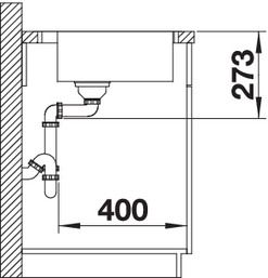 Plan Evier en inox Blanco Zerox 523100 couleur inox 460x510 avec 1 cuve vidage manuel