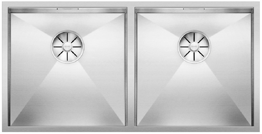  Evier en inox Blanco Zerox 521619 couleur inox 800x400 avec 2 cuves vidage manuel 521619