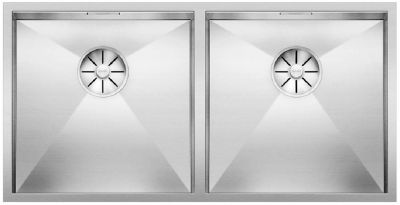  Evier en inox Blanco Zerox 521619 couleur inox 800x400 avec 2 cuves vidage manuel