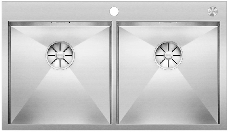  Evier en inox Blanco Zerox 521648 couleur inox 800x400 avec 2 cuves vidage manuel 521648