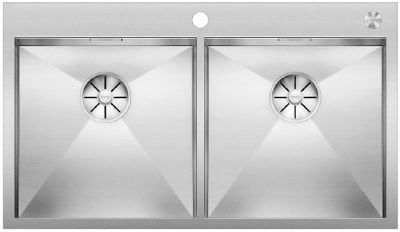  Evier en inox Blanco Zerox 521648 couleur inox 800x400 avec 2 cuves vidage manuel