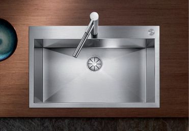 Vue 1 Evier en inox Blanco Zerox 521648 couleur inox 800x400 avec 2 cuves vidage manuel