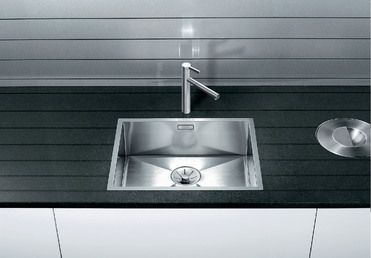 Vue 1 Evier en inox Blanco Zerox 521588 couleur inox 500x400 avec 1 cuve vidage manuel