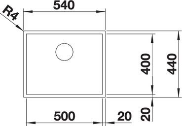 Plan Evier en inox Blanco Zerox 523098 couleur inox 540x440 avec 1 cuve