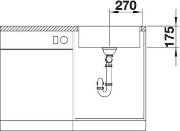 Plan Evier en inox Blanco Zerox 523098 couleur inox 540x440 avec 1 cuve