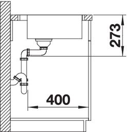 Plan Evier en inox Blanco Zerox 523101 couleur inox 560x510 avec 1 cuve vidage manuel