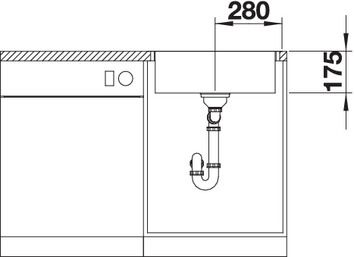 Plan Evier en inox Blanco Zerox 523101 couleur inox 560x510 avec 1 cuve vidage manuel