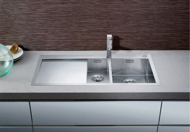 Vue 1 Evier en inox Blanco Zerox 521643 couleur inox 915x400 avec 1 cuve vidage manuel