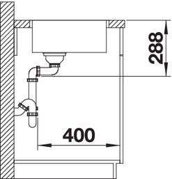 Plan Evier en inox Blanco Zerox 523099 couleur inox 740x440 avec 1 cuve