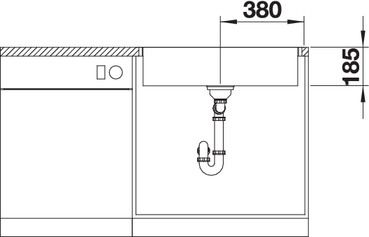 Plan Evier en inox Blanco Zerox 523102 couleur inox 760x510 avec 1 cuve vidage manuel