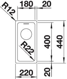 Plan Evier en inox Blanco Andano 522951 couleur inox 180x400 avec 1 cuve