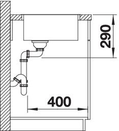 Plan Evier en inox Blanco Andano 522953 couleur inox 340x400 avec 1 cuve