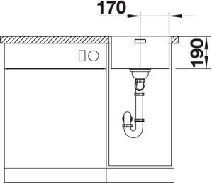 Plan Evier en inox Blanco Andano 522953 couleur inox 340x400 avec 1 cuve