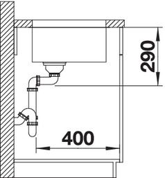 Plan Evier en inox Blanco Andano 522955 couleur inox 340x400 avec 1 cuve